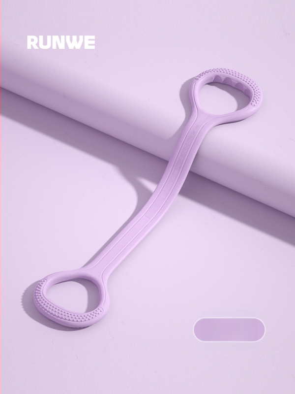 Figura-8 įtamptuvė nugaros ir pečių tempimui — silikonas, 20 lb pasipriešinimas, atviras pečių dizainas, prekinis ženklas Runwe/langwei