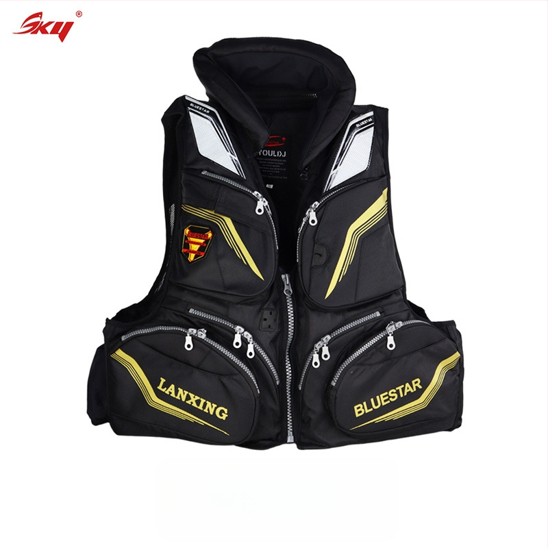 Suaugusiųjų gelbėjimo liemenė su dideliu plūdrumu, skirta jūros žvejybai ir banglenčių sportui, Oxford audinys, 6 kišenės su užsegimais, specifikacija 60