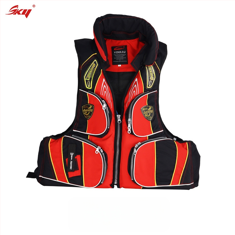 Suaugusiųjų gelbėjimo liemenė su dideliu plūdrumu, skirta jūros žvejybai ir banglenčių sportui, Oxford audinys, 6 kišenės su užsegimais, specifikacija 60