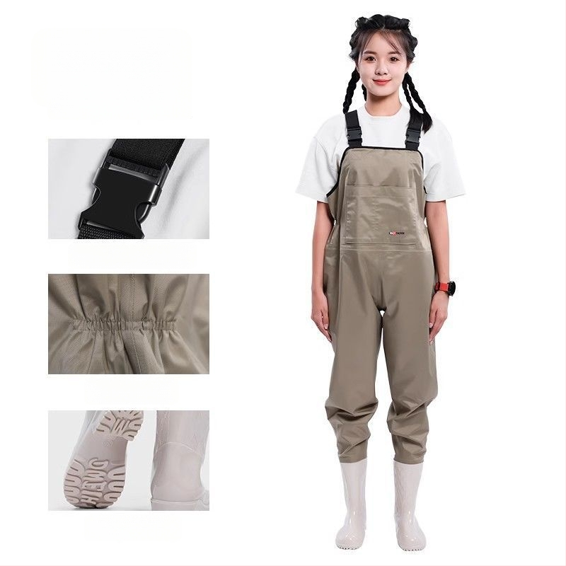 Žvejybos drabužiai – greitai džiūstantys apatiniai kelnysp braidymo metu, viso kūno lietaus kelnytės ir vandens bateliai pavasariui