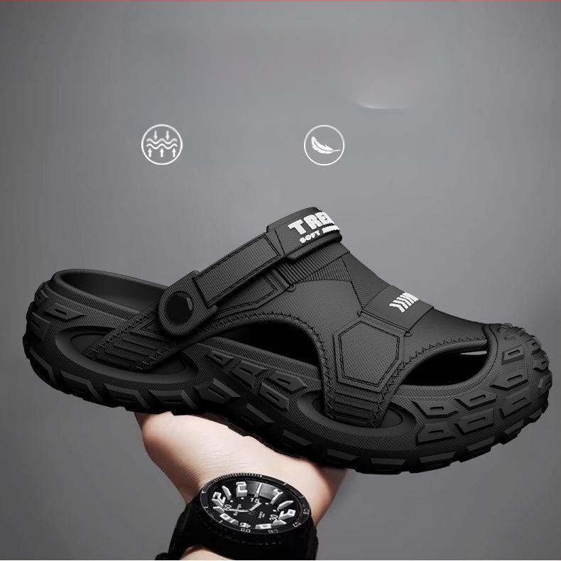 Sandale bărbați EVA, respirante, anti miros, antiderapante, EVA partea superioară și talpa, slip-on, stil coreean, pentru activități în apă