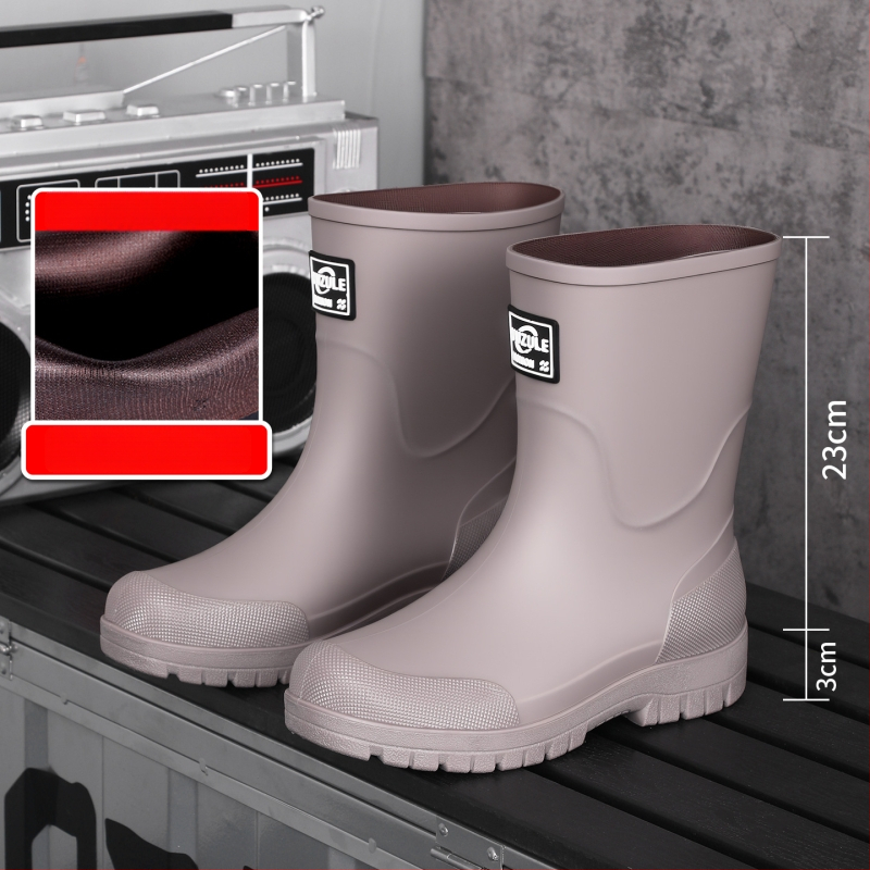 Keskmise kõrgusega meeste vihmasaapad, veekindel PVC, libisemiskindel tald, soe vooder, kulumiskindel, väljas ja kalapüügiks