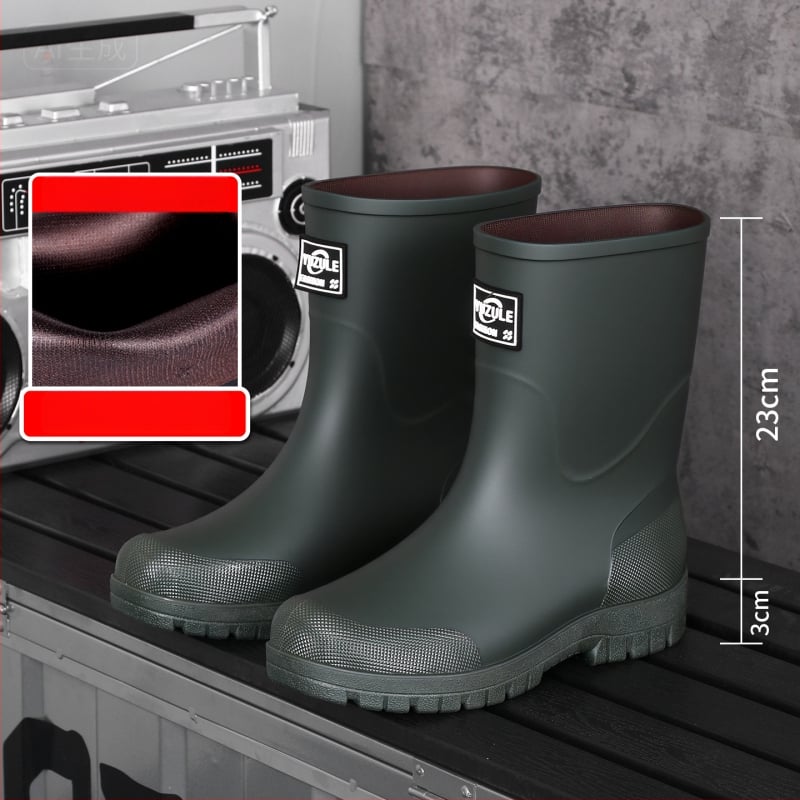 Keskmise kõrgusega meeste vihmasaapad, veekindel PVC, libisemiskindel tald, soe vooder, kulumiskindel, väljas ja kalapüügiks