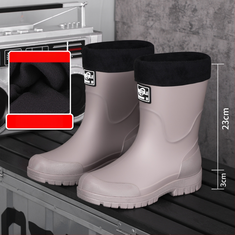 Keskmise kõrgusega meeste vihmasaapad, veekindel PVC, libisemiskindel tald, soe vooder, kulumiskindel, väljas ja kalapüügiks