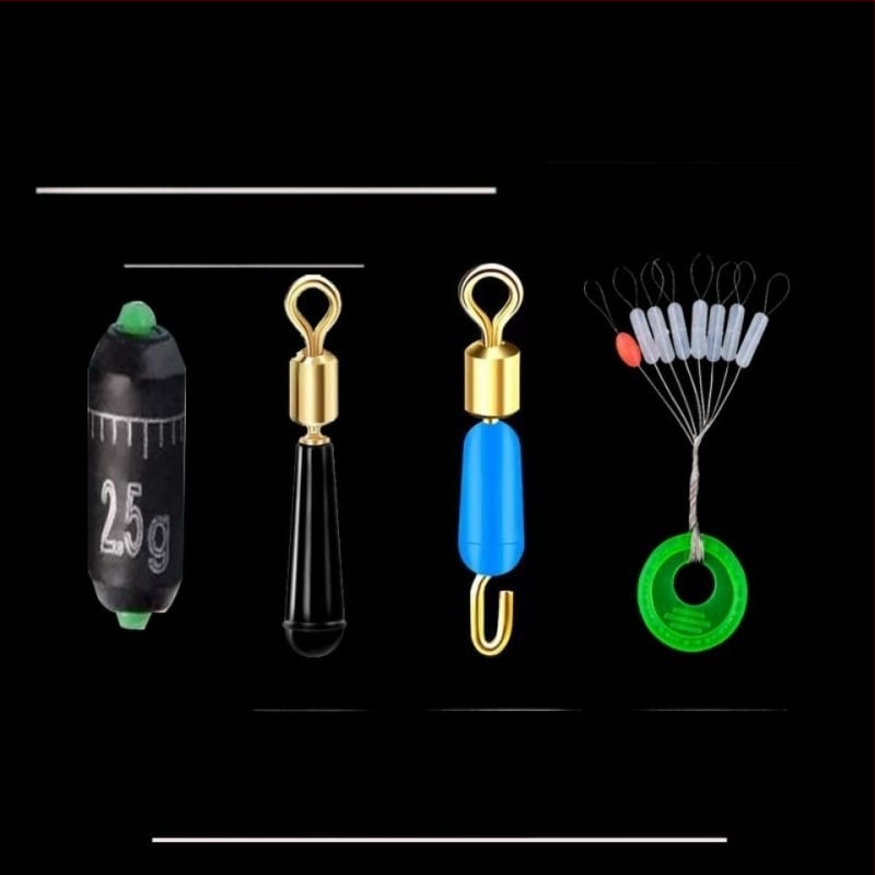 Līnijas komplekts ar silikona pērlītēm, vara galvas plūdei sēdekļa, silikona klips zem līnijas, osmiņa formas gredzens, ātra svina mērlente