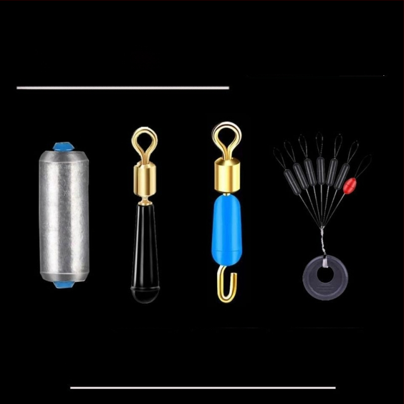 Līnijas komplekts ar silikona pērlītēm, vara galvas plūdei sēdekļa, silikona klips zem līnijas, osmiņa formas gredzens, ātra svina mērlente