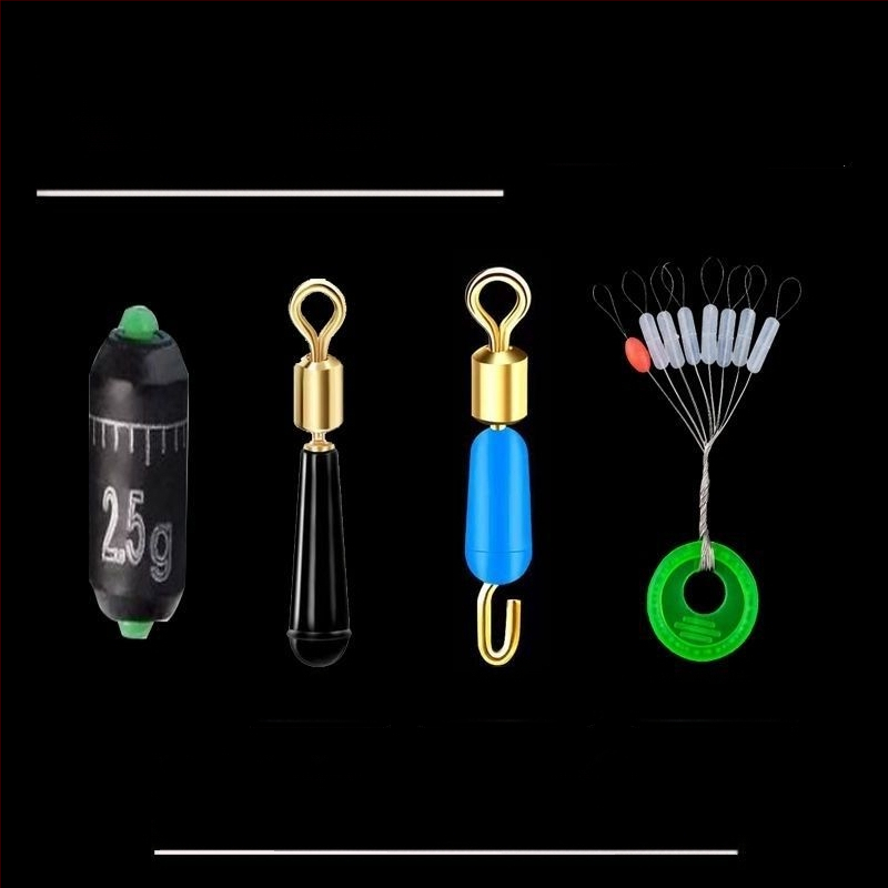 Līnijas komplekts ar silikona pērlītēm, vara galvas plūdei sēdekļa, silikona klips zem līnijas, osmiņa formas gredzens, ātra svina mērlente