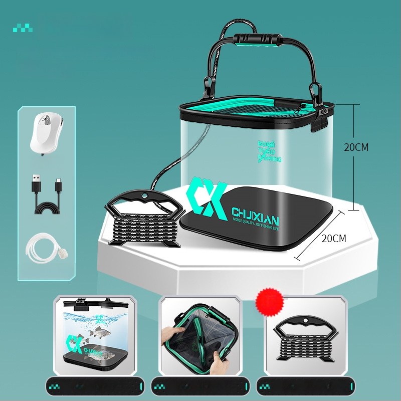 Dzīvo zivju spainis, saliekams, caurspīdīgs EVA dizains makšķerēšanai; svars 0.5 kg