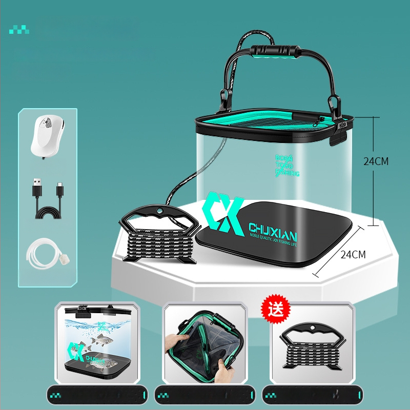 Dzīvo zivju spainis, saliekams, caurspīdīgs EVA dizains makšķerēšanai; svars 0.5 kg