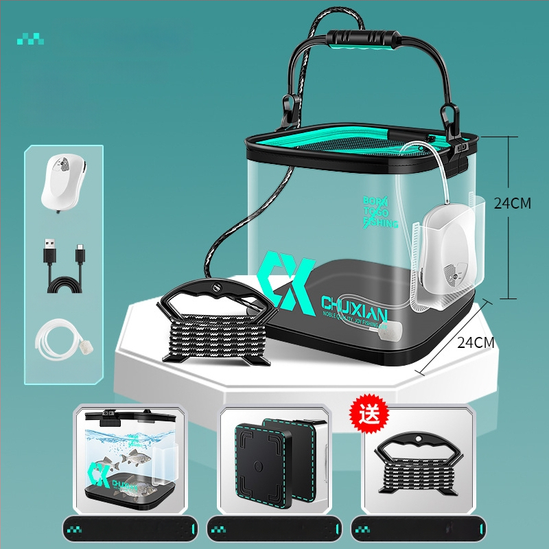 Dzīvo zivju spainis, saliekams, caurspīdīgs EVA dizains makšķerēšanai; svars 0.5 kg