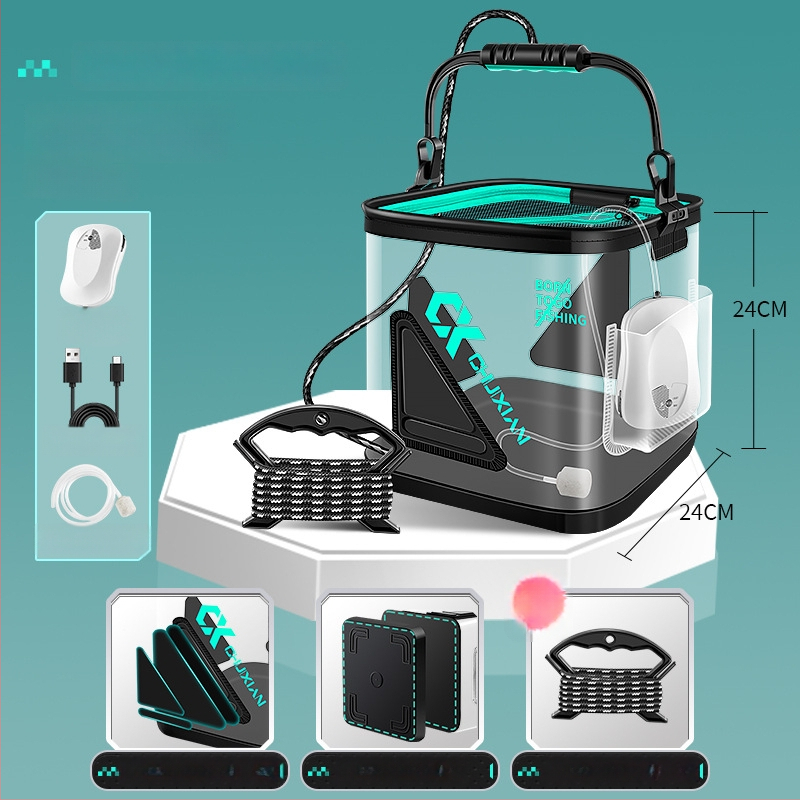 Dzīvo zivju spainis, saliekams, caurspīdīgs EVA dizains makšķerēšanai; svars 0.5 kg
