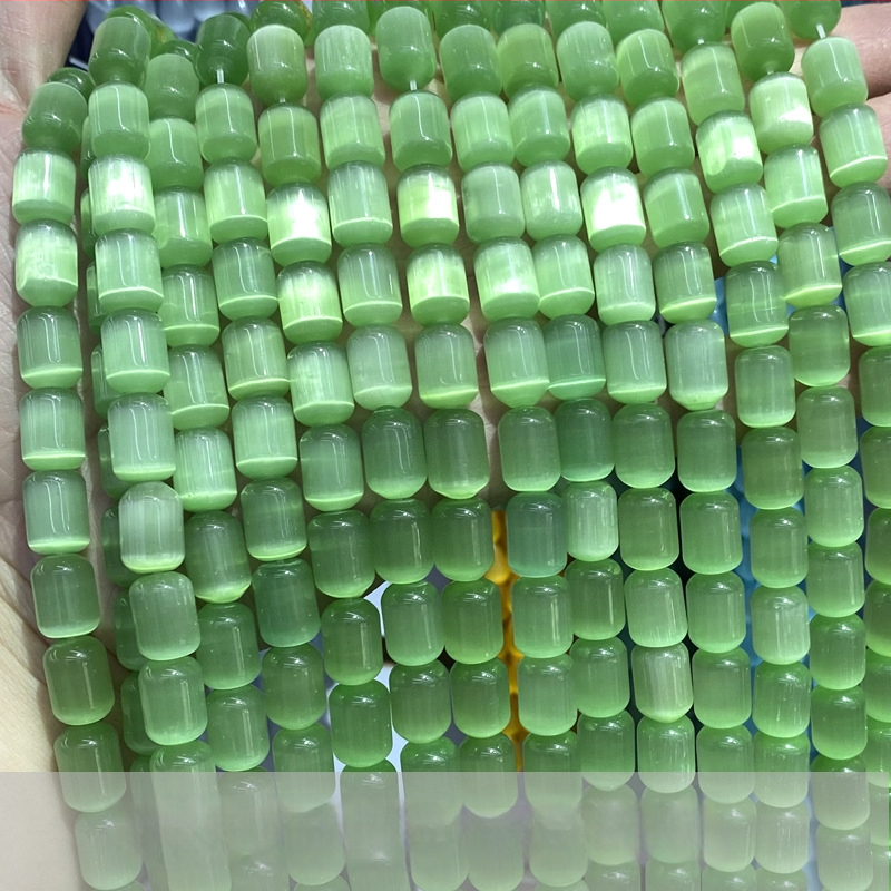 Perle mačjeg oka, staklene cilindrične perle za DIY nakit, 10×14 mm