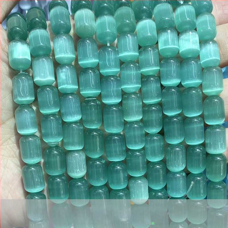 Perle mačjeg oka, staklene cilindrične perle za DIY nakit, 10×14 mm