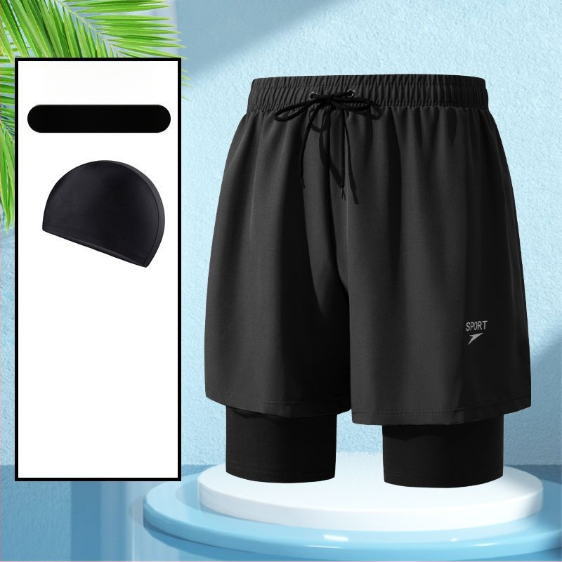 Unisex divslāņu vaļīgi peldkostīmu šorti, poliestera-spandeks maisījums, līdz 30% spandeksa, bokser styling