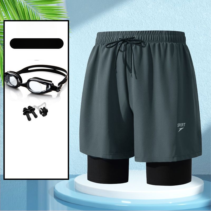 Unisex divslāņu vaļīgi peldkostīmu šorti, poliestera-spandeks maisījums, līdz 30% spandeksa, bokser styling