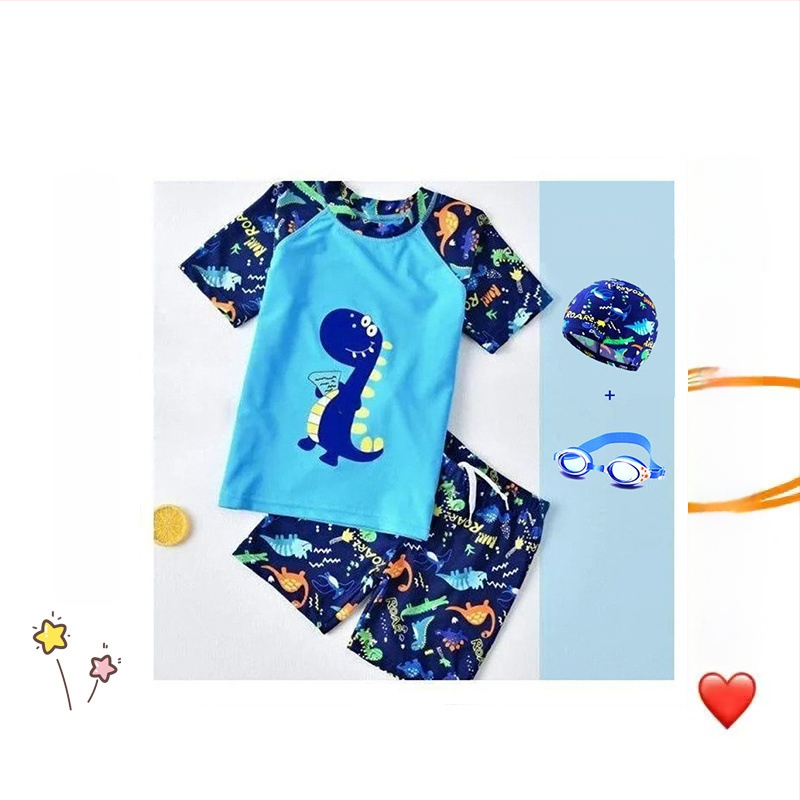 Dviejų dalių berniukų plaukimo šortai su kepure; vyresniems vaikams; medžiaga: nailonas ir vinilonas