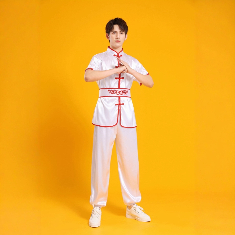 Etniniai trumposdrabu komplektas drakonų ir liūto šokiams, juosmens būgnų kostiumas, kovos menai, Yangko - Chenille audinys su Spandex, unisex, 2023 m. rudens leidimas, tinka 25–29 metų