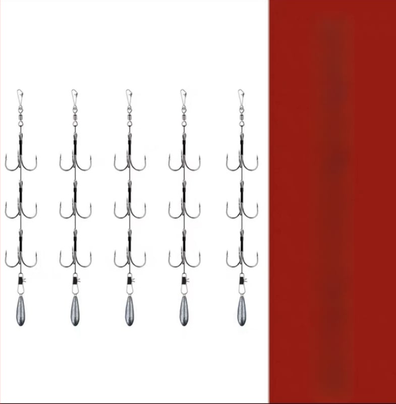 Fishing Hook Set: String and Anchor Hooks for Carp and Spearfish, No Barbs