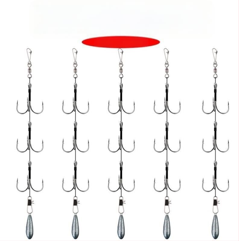 Fishing Hook Set: String and Anchor Hooks for Carp and Spearfish, No Barbs