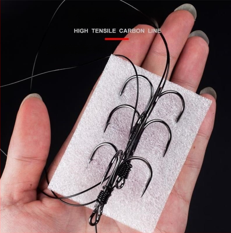 Fishing Hook Set: String and Anchor Hooks for Carp and Spearfish, No Barbs