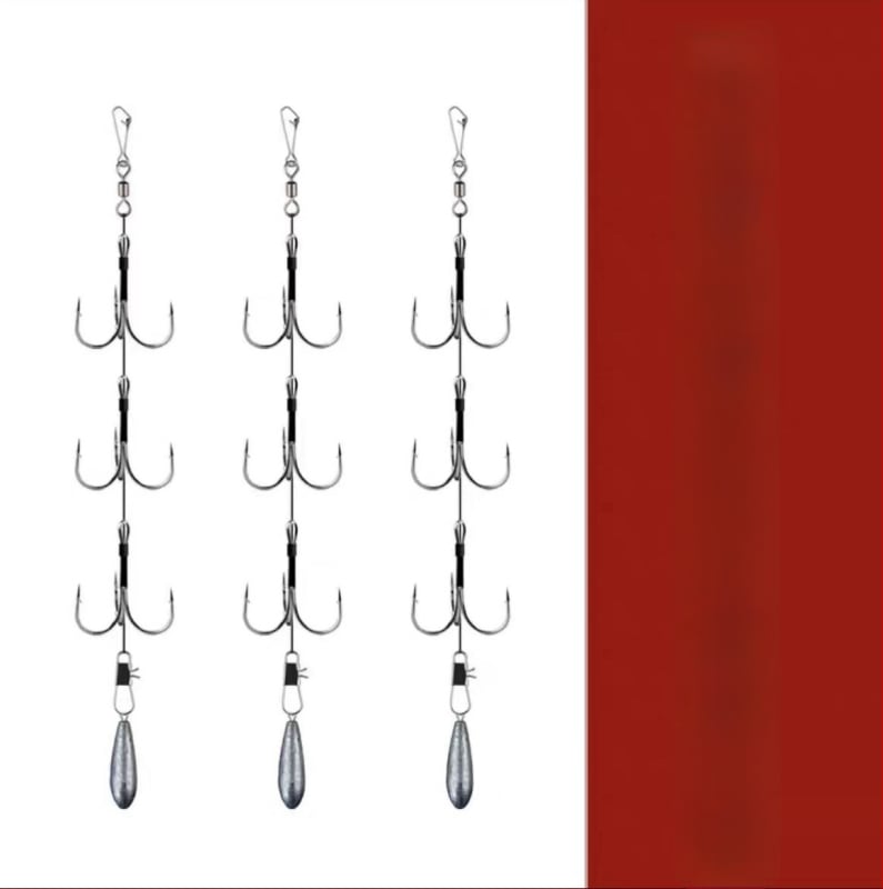 Fishing Hook Set: String and Anchor Hooks for Carp and Spearfish, No Barbs