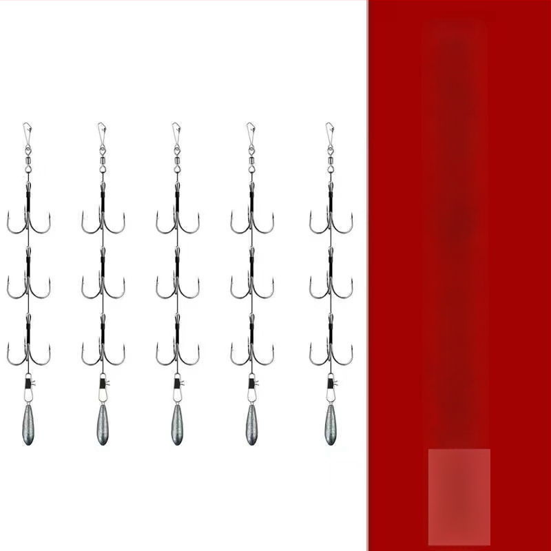 Fishing Hook Set: String and Anchor Hooks for Carp and Spearfish, No Barbs