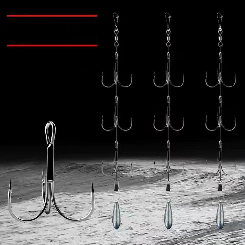 Fishing Hook Set: String and Anchor Hooks for Carp and Spearfish, No Barbs