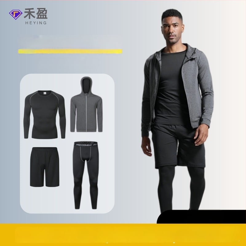 Četru gabalu fitnesa komplekts ar augstu elastību un ātru žāvēšanu, Milk Silk Spandex audums, īsās piedurknes un īsās bikses