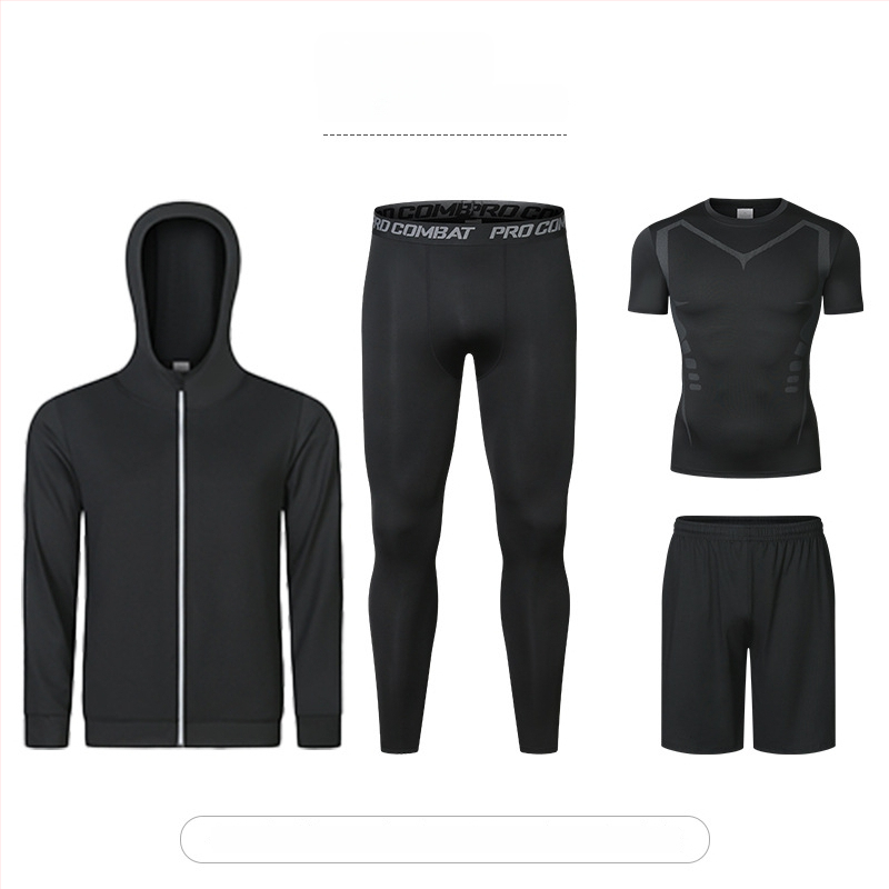 Četru gabalu fitnesa komplekts ar augstu elastību un ātru žāvēšanu, Milk Silk Spandex audums, īsās piedurknes un īsās bikses