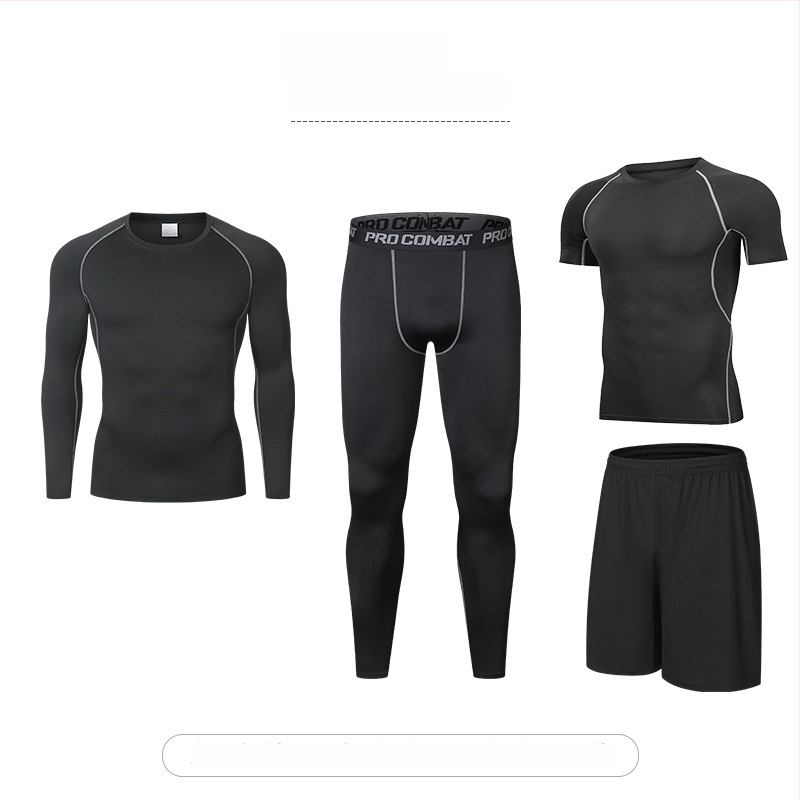 Četru gabalu fitnesa komplekts ar augstu elastību un ātru žāvēšanu, Milk Silk Spandex audums, īsās piedurknes un īsās bikses