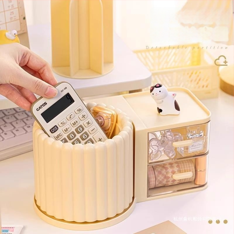 Griezā viss vienā pildspalu turētājs un rakstāmgalda organizētājs, mūsdienīgs minimālisms, liela ietilpība (Materiāli: ABS+PS+PP+HIPS; Pielāgojama; Izdots 2023; Stils: Modernā vienkāršība)