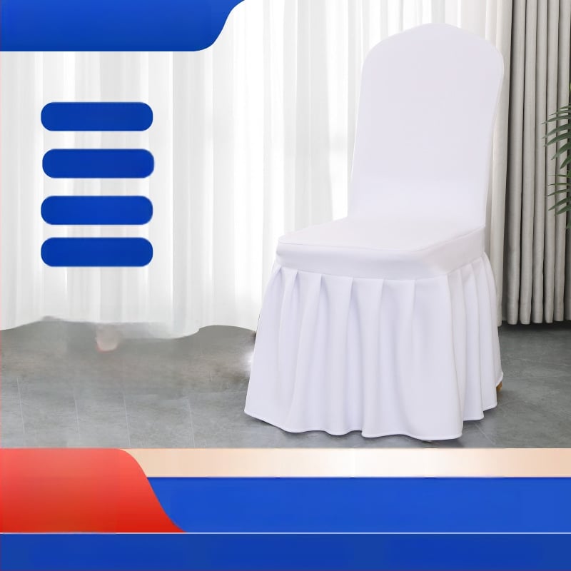 Plisēta krēsla pārvalka, elastīga, bieza poliestera audums, audums 300 g, produkta svars 500 g, ar integrētu mugures atzveltni, viesnīcu banketu stils