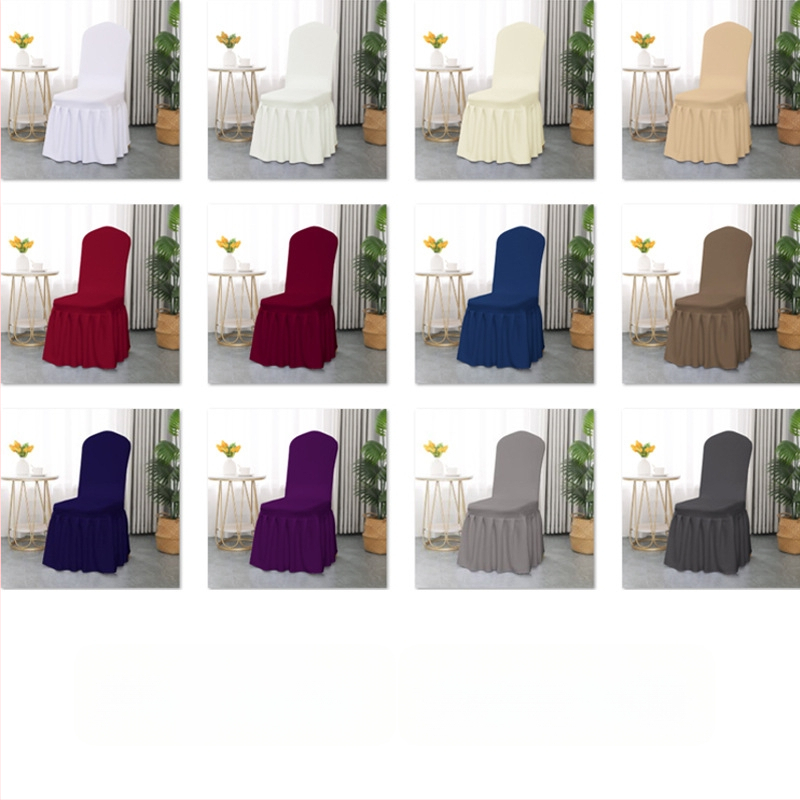 Plisēta krēsla pārvalka, elastīga, bieza poliestera audums, audums 300 g, produkta svars 500 g, ar integrētu mugures atzveltni, viesnīcu banketu stils