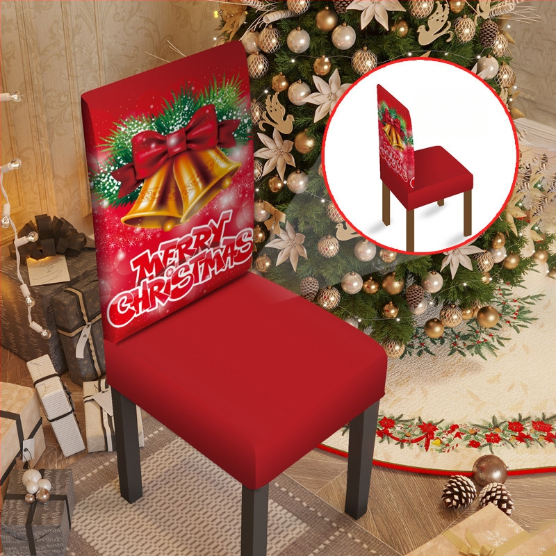 Elastinis kėdės užvalkalas Kalėdoms – poliesteris, Yingqian prekės ženklas, animacinio stiliaus / šiuolaikinis minimalistinis dizainas, tinkamas šventiniam dekoravimui.