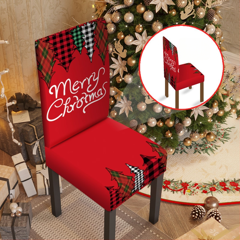 Elastinis kėdės užvalkalas Kalėdoms – poliesteris, Yingqian prekės ženklas, animacinio stiliaus / šiuolaikinis minimalistinis dizainas, tinkamas šventiniam dekoravimui.