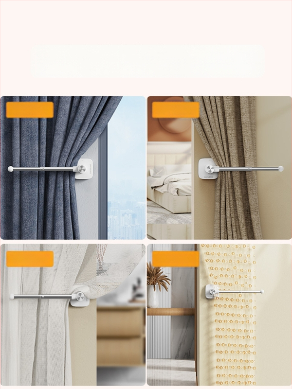 Užuolaidų laikiklis, sieninis tvirtinimas, medis, modernus minimalistinis stilius, šoninis vėjo atsparus kabliukas