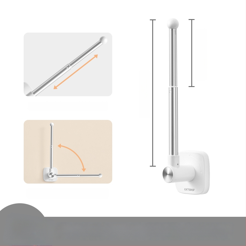 Užuolaidų laikiklis, sieninis tvirtinimas, medis, modernus minimalistinis stilius, šoninis vėjo atsparus kabliukas