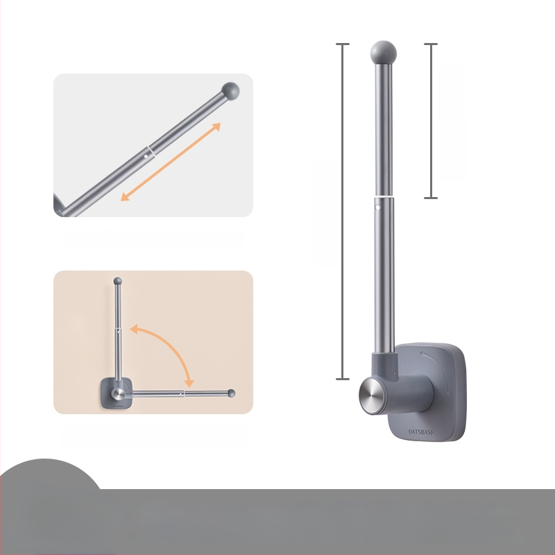 Užuolaidų laikiklis, sieninis tvirtinimas, medis, modernus minimalistinis stilius, šoninis vėjo atsparus kabliukas