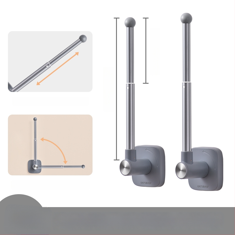Užuolaidų laikiklis, sieninis tvirtinimas, medis, modernus minimalistinis stilius, šoninis vėjo atsparus kabliukas