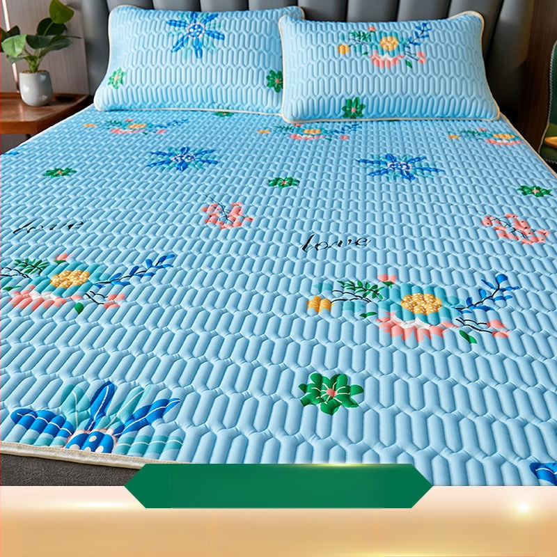 Dabīgs lateksa dzesējošais paklājiņš, trīs gabalu komplekts, ledus-silkas virsma, mājas un studentu kopmītnēs, drukāta šūšana, lateksa saturs <70%