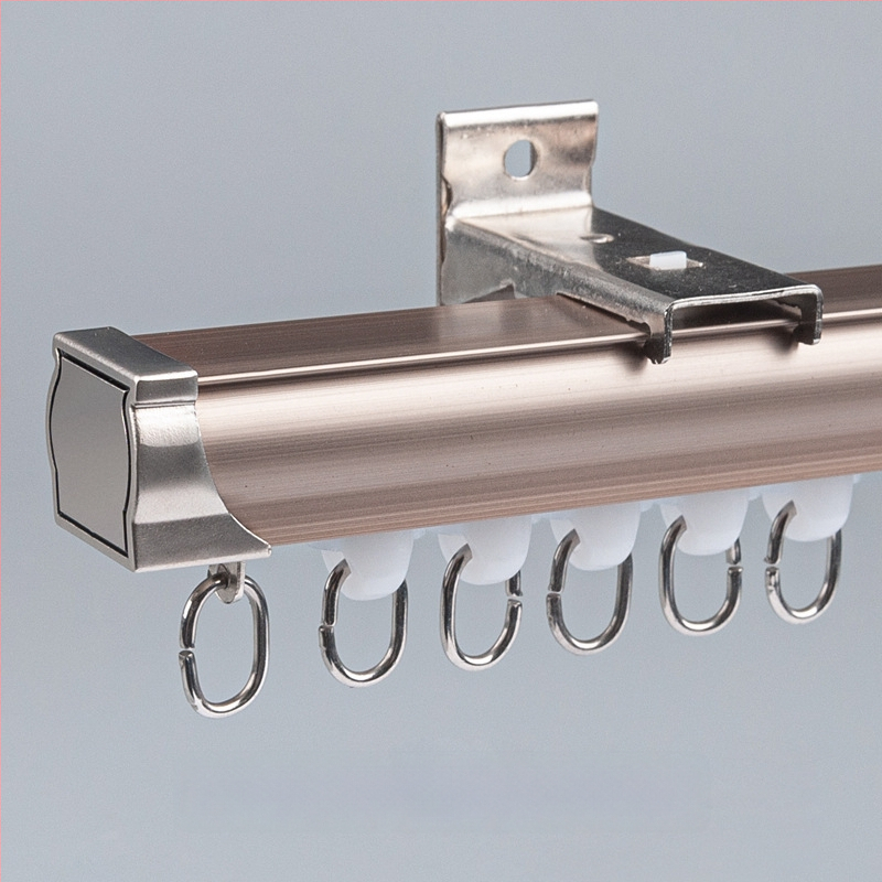 Užuolaidų bėgikų sistema su dviguba bėgimo vaga, šoninis viršutinis tvirtinimas, aliuminio lydinys, pritaikomas, šiuolaikinis minimalistinis stilius