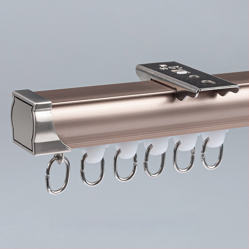 Užuolaidų bėgikų sistema su dviguba bėgimo vaga, šoninis viršutinis tvirtinimas, aliuminio lydinys, pritaikomas, šiuolaikinis minimalistinis stilius