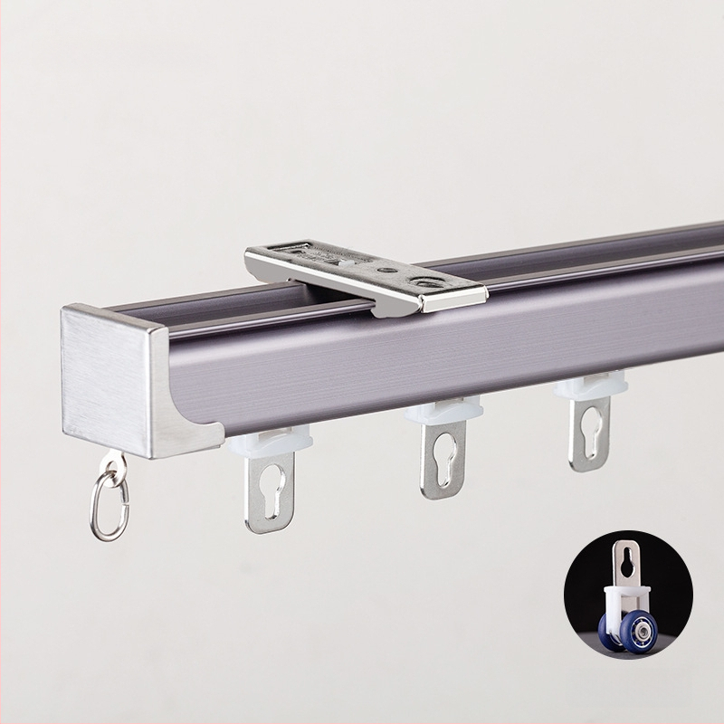 Huanli Užuolaidų bėgikliai – aliuminio lydinio, viršutinė ir šoninė montavimas, tylus bėgiklis su guoliais ratukais, skirtas vieno ir dviejų bėgiklių sistemai