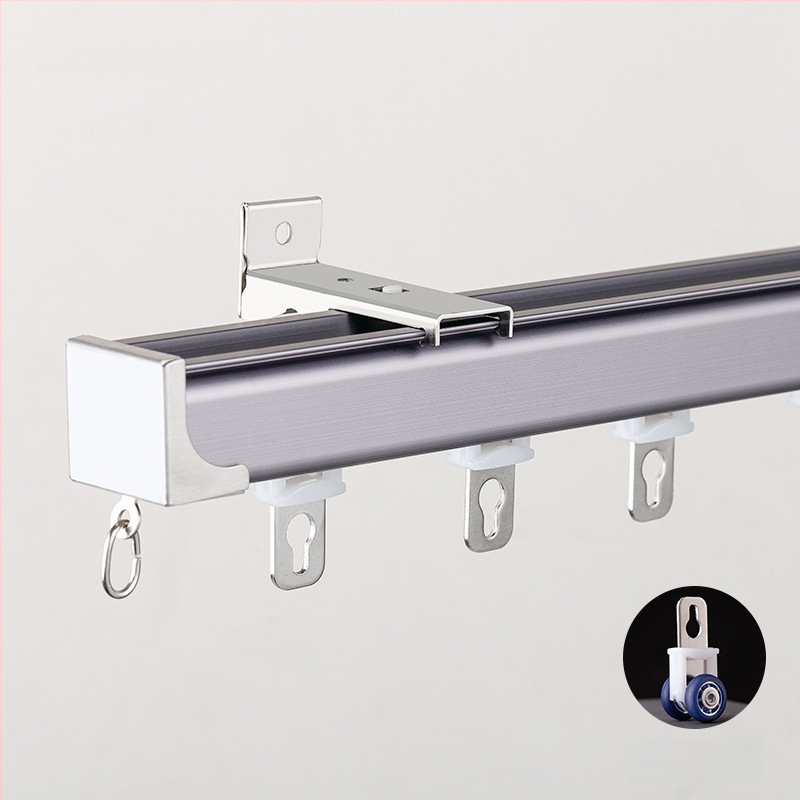 Huanli Užuolaidų bėgikliai – aliuminio lydinio, viršutinė ir šoninė montavimas, tylus bėgiklis su guoliais ratukais, skirtas vieno ir dviejų bėgiklių sistemai