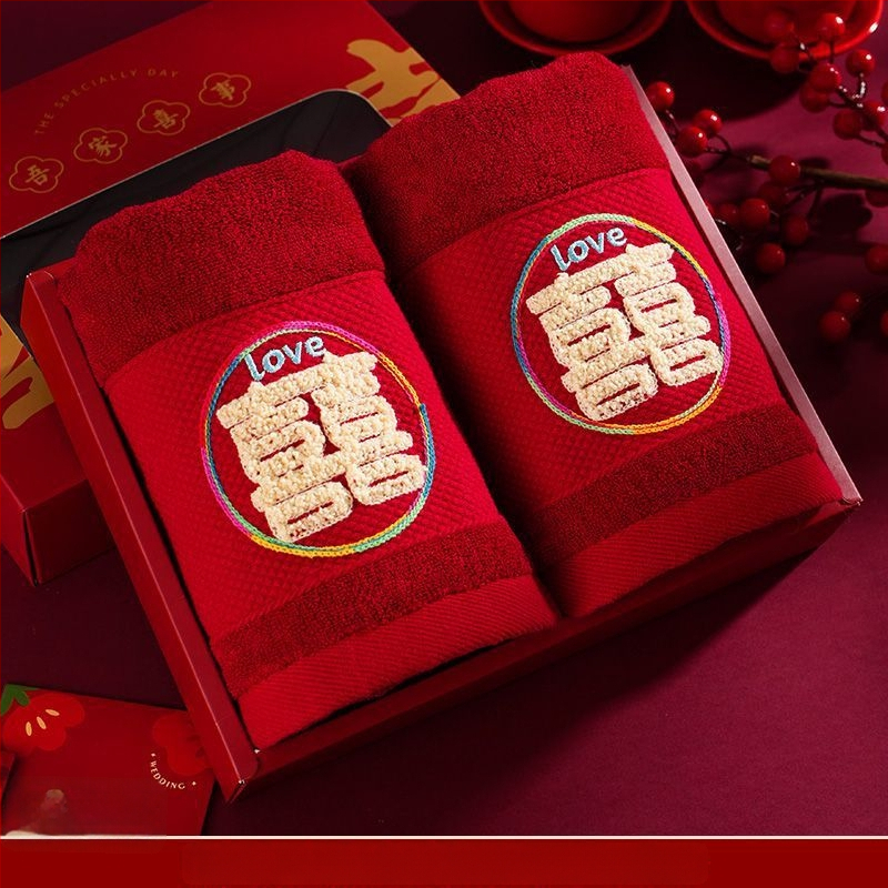 Pora vestuvinių veido rankšluosčių dovanų dėžutėje, be plaukelių, neblunka, medvilnė 200 g ir daugiau