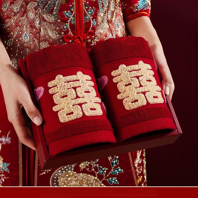 Pora vestuvinių veido rankšluosčių dovanų dėžutėje, be plaukelių, neblunka, medvilnė 200 g ir daugiau