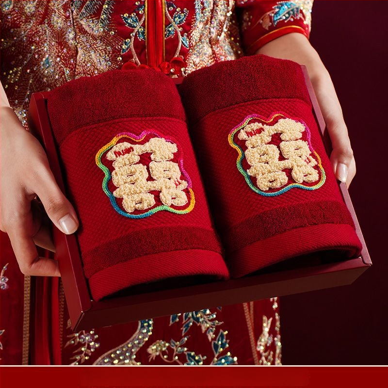 Pora vestuvinių veido rankšluosčių dovanų dėžutėje, be plaukelių, neblunka, medvilnė 200 g ir daugiau