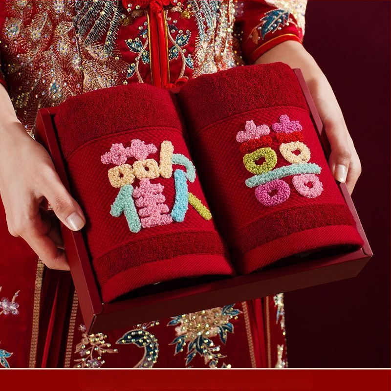 Pora vestuvinių veido rankšluosčių dovanų dėžutėje, be plaukelių, neblunka, medvilnė 200 g ir daugiau