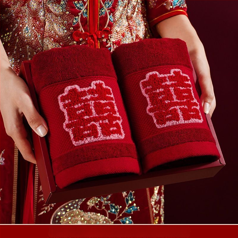 Pora vestuvinių veido rankšluosčių dovanų dėžutėje, be plaukelių, neblunka, medvilnė 200 g ir daugiau