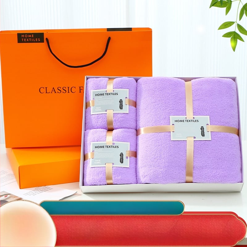 Korall Velúr fürdőtörölközők 3 részes szett, 100% pamut, sima szövés, céges ajándék